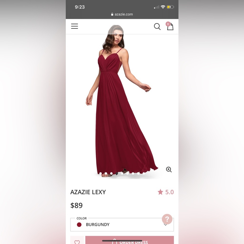 Azazie Lexie Size 2-4 Burgundy